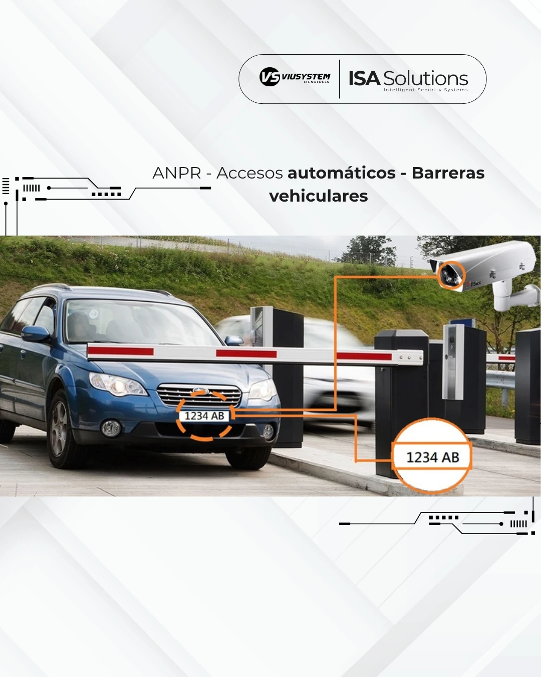 ISA-ANPR-BARR Sistema automático de acceso a través de placas vehiculares, acceso de autos registrados, Aplica para barreras vehiculares