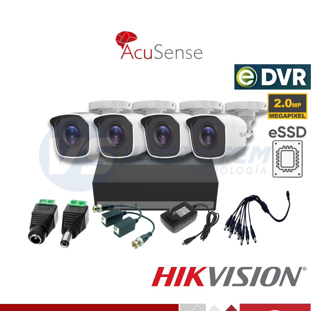 Kit de videovigilancia con 4 cámaras de 2 MP